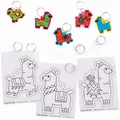 Baker Ross Lama Schrumpffolie Schlüsselanhänger - 10er Pack, Bastelset für Kinder zum Ausmalen und Aufhängen (FC409)