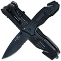 Fox Outdoor Taschenmesser Einhand Rettungsmesser mit Gurtschneider Glasbrecher