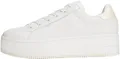 TOMMY JEANS Damen Flatform Sneaker Pearlized mit Plateau, Weiß (Ecru), 42