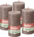 Bolsius Rustik Stumpenkerzen - Taupe - Set 4 Stück - Dekorative Haushaltkerzen - Länge Brenndauer 60 Stunden - Unparfümierte - Natürliches Pflanzenwachs - Ohne Palmöl - 13 x 7 cm