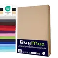 Buymax Topper Spannbettlaken 160x200 cm Spannbetttuch 100% Baumwolle Jersey für Matratzentopper bis 12 cm Matratzenhöhe Bettlaken für Boxspringbett Topper, Sand