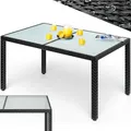 Casaria® Gartentisch Wetterfest 150x90cm Polyrattan Balkontisch Höhenverstellbar 5mm Sicherheitsglas Garten Terrasse Tisch Gartenmöbel Outdoor Schwarz
