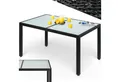 Casaria Gartentisch, Wetterfest 150x90cm Polyrattan Höhenverstellbar 5mm Sicherheitsglas