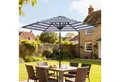 Outsunny Sonnenschirm Gestell, Stahl, im Freien Blauer Streifen, LxB: 230x230 cm, Terrassenschirm, Gartenschirm, Ø230 x 216 cm, Metall, Polyester