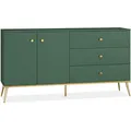 Konsimo® Kombikommode, Grün, Holz, 160x85x40 cm, Hergestellt in Europa, Wohnzimmer, Kommoden & Sideboards, Kommoden