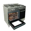 Gasline Gas Standherd mit Elektrobackofen und Flaschenschrank 90cm GAG90GOXFLE Edelstahl, Propan Regler 50Mbar + Gasschlauch