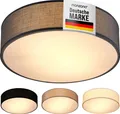 MONZANA® Deckenlampe Stoff Wohnzimmer Schlafzimmer E27 Grau 38cm Rund 2-Flammig 40W Lampe Flur Küche Deckenstrahler Deckenleuchte Stoffdeckenlampe