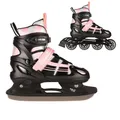 NILS EXTREME 2in1 Inliner Schlittschuhe Skates Rosa verstellbare Größe 31-34