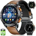 LIGE GPS Militär Smartwatch Herren 1.43 Inch AMOLED mit Telefonfunktion 530 mAh Akku 180 Sportmodi Kompass Fitnessuhr IP68 Wasserdicht - Schwarz/Braun