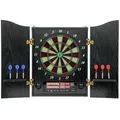 SPORTNOW Elektronische Dartscheibe E Dartboard mit Schrank Holzoptik LED Anzeige Sprachansagen, Dartautomat mit 6 Softdarts, 24 Ersatzspitzen, 25 Spiele, 202 Varianten, Dartscheibe Set für 1-8 Spieler