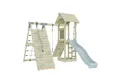 OutdoorToys Spielturm Trondheim, aus Holz in Eisblau mit Kinderschaukel & Rutsche, Kletterwand