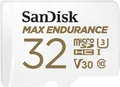 SanDisk Max Endurance - Flash-Speicherkarte (microSDXC-an-SD-Adapter inbegriffen) - 32GB - Video Class V30 / UHS-I U3 / Class10 - microSDXC UHS-I (SDSQQVR-032G-GN6IA)