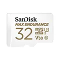 SanDisk MAX ENDURANCE Video Monitoring for Dashcams & Home Monitoring 32 GB microSDHC Memory Card + SD Adaptor 15,000 Hours Endurance, White