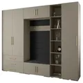 Abiks Möbel Garderoben-Set, Kaschmir, Schwarz, Gold, Holz, Nachbildung, 2-Sitzer, 13 Fächer, 290x236.7x47 cm, Garderobe, Garderoben-Sets & Serien, Garderoben-Sets