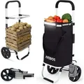 AREBOS 3in1 Einkaufstrolley 56L Schwarz | Klappbar, Kühlfach & Rollen - Schwarz