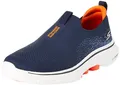 Skechers Herren Go Walk 7 Sneaker, Navy and Orange Textile, 42 EU