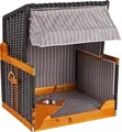 Hundestrandkorb Wacholder und Rattan, Hundebett Grau 80x65x95 cm, Haustierstrandkorb
