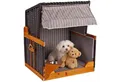 MR.DEKO Haustierstrandkorb Wacholder wetterfest, Hundebett Rattan 80x65x95cm, Hundestrandkorb, BxTxH: 80x65x95 cm, Hundestrandkorb, Hundestrandkorb, (Strandkorb für Hunde und Katzen, zerlegte Lieferung, 1-tlg), Hundekorb mit Napf, verstellbarer Sonnenblende