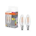 Osram BASE CLASSIC B FIL 40 LED-Lampe mit Sockel E14, Minikerzenform, Doppelpack, 4W, 470lm, 2700K, warmweißes Licht, geringe Wärmeentwicklung, lange Lebensdauer, geringer Energieverbrauch