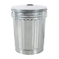 HAC24 Zink Abfalleimer mit Deckel 58 Liter Silber Outdoor Garten Mülleimer Tonne Mülltonne Zinktonne Abfalltonne