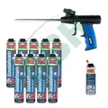SOUDAL Set 2: Schaumpistole + 9 x 750 ml Pistolenschaum Soudafoam Gun + Reiniger