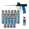 SOUDAL Set 3: Schaumpistole + 10 x 750 ml Pistolenschaum Soudafoam Gun+Reiniger