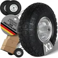 2 x PU Rad pannensicher Ø 260 mm 4.10/3.50-4 Bollerwagen Sackkarre silber Rad
