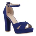VAN HILL 841365 High-Heel-Sandalette Schuhe, Blau Velours