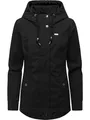 Ragwear Damen ultraleichte atmungsaktive und wasserdichte Übergangsjacke kurze Funktionsjacke mit verstellbarer Kapuze Alvena Summer YOUMODO Black Gr. M
