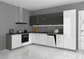 Küche Bianca Ecke V 210x330 Küchenzeile Hochglanz Weiss + Grau Küchenblock Grey