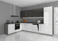Küche Bianca Ecke V 210x330 Küchenzeile Hochglanz Weiss + Grau Küchenblock Grey
