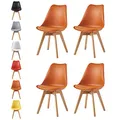 mcc direct Esszimmerstühle im 4er Set Küchenstuhl Bürostuhl Lounge Stuhl Designer Schalenstuhl Eva (Orange)