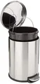 Amazon Basics 20 l Mülleimer mit Stahlrohrpedal - Sanft Schließend mit Deckel, für Küche, Bad oder Büro, 5.3 Gallonen Zylindrisch, Edelstahl Gebürstet