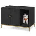 Feandrea Katzenklo-Schrank, Katzentoilette, mit Kratzmatte, Beistelltisch Schwarz