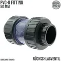 50 mm PVC Rückschlag Ventil federbelastet Klebe Muffe transparent grau - PN 16 b...