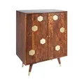 invicta INTERIOR Massiver Barschrank Mystic Living 75cm Akazie braun Gold Retro Design Schrank Hausbar Bar Wohnzimmerschrank Schrank