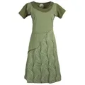 Vishes Tunikakleid Kurzarm Lagenlook Kleid Streifen Punkte Muster Boho, Elfen, Goa, Hippie Style grün 42-44