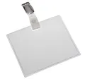 EUROPEL Namensschilder mit Hosenträger-Clip | 90×60 mm | 24er Set | Kleidungsfreundlich & wiederverwendbar | Transparent PVC + rostfreier Metallclip | Messe, Tagung, Büro