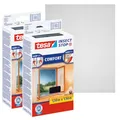 tesa Insect Stop Klett Fliegengitter Premium für Fenster, Insektenschutz mit starkem Klettband, rückstandsfrei entfernbar, zuschneidbar, ohne Bohren - 2X 130 cm x 150 cm - Anthrazit (Durchsichtig)
