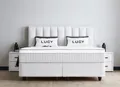Boxspringbett Lucy 160 x 200 cm mit 2 Nachtkonsolen Hellgrau Voll-orthopädisches Komfortbett mit Bettkasten, Stauraum, inkl. Lieferung und Montage