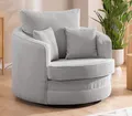 S-Style Möbel Drehsessel Ted Love Seat XXL 360 Grad drehbar aus Cord-Stoff, mit Wellenfederung