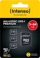 INTENSO 3423593 - microSDXC-Speicherkarte 64GB, UHS-I Premium, 3er Pack