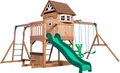 Backyard Discovery Montpelier Spielturm aus Holz | Stelzenhaus für Kinder mit Rutsche, Schaukel, Kletterwand, Picknicktisch | XXL Spielhaus / Kletterturm für den Garten