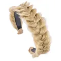 Hairband Braided Hairpiece Messy Wide 2 Strands Fluffy Braids Wig with Tooth ...