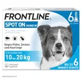 FRONTLINE Spot ON Hund M gegen Zecken, Flöhe & Haarlinge (10 bis 20 kg) - 6X Pipetten für bis zu 6 Monate Schutz - wasserfest