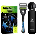 Gillette Labs Rasierapparat mit 2 Klingen Handstück + Slim Travel Case "UEFA Champions League" Rasierer + Reiseetui