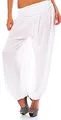 Malito - Damen Haremshose - Pumphose aus Baumwolle - leichte Sommer Stoffhose - Pluderhose zum Tanzen & Chillen - dünne Aladinhose 1482 (Weiß)