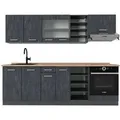Vicco R-Line Komplettküche Schwarz Beton/Anthrazit 240 cm AP Eiche ohne E-Geräte