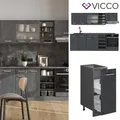 Küchenzeile R-Line 240 Schwarz Beton Anthrazit Arbeitsplatte Eiche Vicco