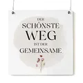 Interluxe Holzschild XL - Der schönste Weg ist der gemeinsame - Schild Wildblumen Blumen Türschild Hochzeit Hochzeitsgeschenk Hochzeitsdeko Wildflora Geschenk für Lieblingsfreundin